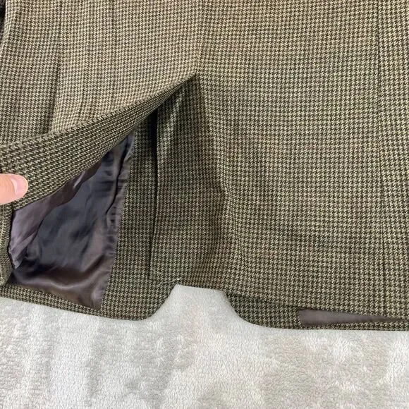 Lauren Ralph Lauren Sport Coat Blazer Men 42L Wool Brown Houndstooth‎ 2 Button